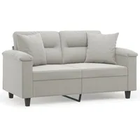VidaXL 2-Sitzer-Sofa mit Kissen Hellgrau 120 cm Mikrofasergewebe