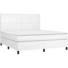 vidaXL Boxspringbett mit Matratze LED Weiß 160x200 cm Kunstleder