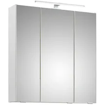 Lomadox Badezimmer Spiegelschrank, 65cm breit, mit Aufsatzleuchte in Weiß Glanz QUEIMADOS-66, b/h/t ca. 65/70/16 cm