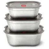 Black+Blum BLACK + BLUM Multifunktions Lunchbox Edelstahl Set 600, 900, 1200 ml, 100% auslaufsichere Meal Prep Boxen Vakuumverschluss, Backofen-, Gefrier-& Mikrowellenfest, BPA freie Brotdose Erwachsene & Büro