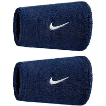 Nike Swoosh Classic Doublewide Wristbands 2er Pack Schweißbänder Tennis Fitness Running Handgelenkbänder breit, College Navy/White, One Size