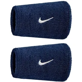Nike Swoosh Classic Doublewide Wristbands 2er Pack Schweißbänder Tennis Fitness Running Handgelenkbänder breit, College Navy/White, One Size