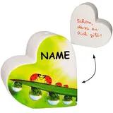 alles-meine.de GmbH große Spardose - Herz - Schön, DASS es Dich gibt ! - incl. Name - stabile Sparbüchse aus Porzellan/Keramik - Sparschwein - lustig witzig - Marienkäfer -..