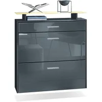 Vladon Schuhschrank, Grau, Holzwerkstoff, 89x96x23 cm, Garderobe, Schuhaufbewahrung, Schuhkipper