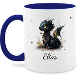 Tasse Tassen 325ml - Süßer Kleiner Drache mit Namen I Nachtdrache I Dragon I Drachen I Drachenzähmen - 325 ml - Dunkelblau - name drachenmotiv kaffeebecher personalisierte und kaffe schwarzer