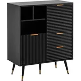 FineBuy Sideboard FineBuy Kommode Schwarz Eiche Dekor Anrichte Standschrank mit Regal