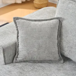 stilvora Klassisches Sofa 2-sitzer Loungesofa mit Seitentaschen und Kissen, Voll Gepolstert ohne Montage, Chenille Grau