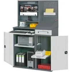 STIER Computerschrank Premium fahrbar BxTxH 1100x520x1895 mm fahrbar