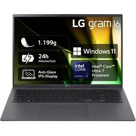 LG gram 16 (2024) grau, Core Ultra 7 155H, 16GB RAM, 1TB SSD, DE (16Z90S-G.AA79G)