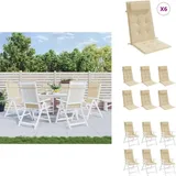 Hochlehner-Auflagen 6 Stk. Beige Oxford-Gewebe - Hochlehner Auflagen - Gartenstuhlkissen - Outdoor Kissen - Sitzkissen - Wasserfeste Kissen
