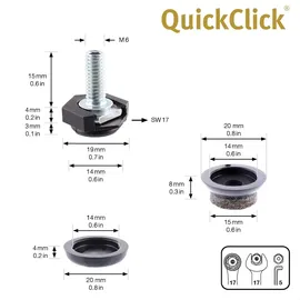Wagner Verstellfuß Justus Slim QuickClick inkl. Gleiteinsätzen 4er Set 2,2 cm