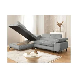 S-Style Eckcouch Cord 2-Sitzer Grau