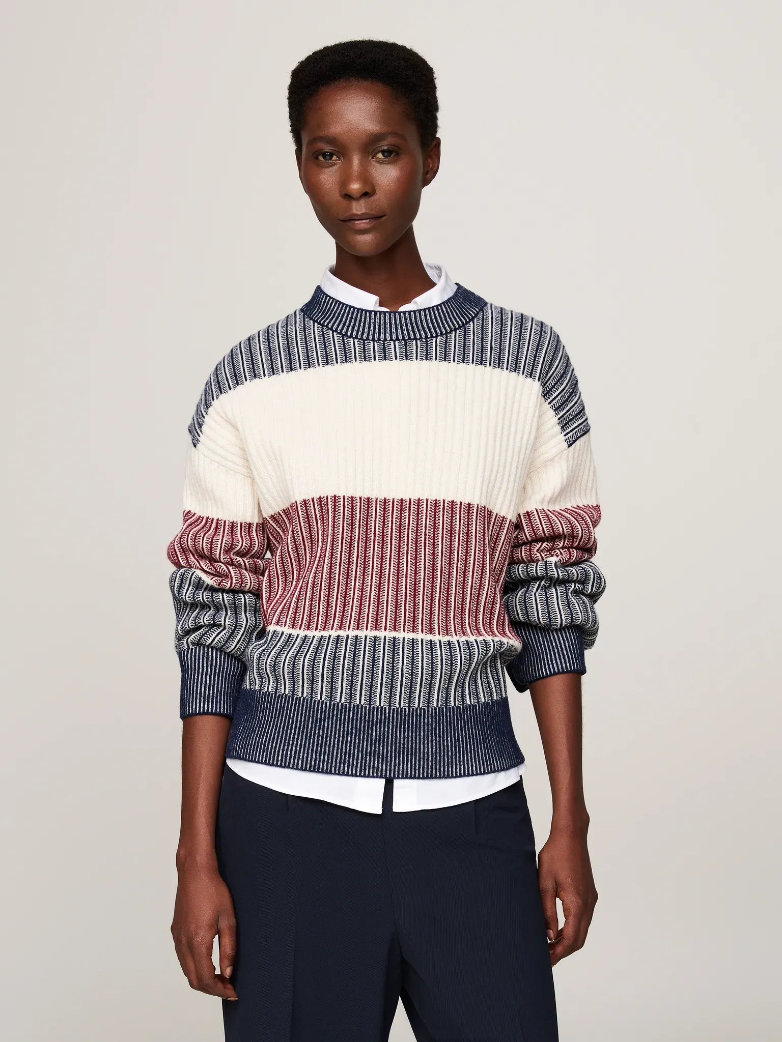 Strickpullover »GLOBAL STP ALL OVER SWEATER«, mit   Global Stripe, Gr. XS (34), Desert Sky, , 61881742-XS