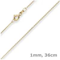 Schmuck Krone Goldkette 1mm Ankerkette diamantiert aus 585 Gelbgold 36cm, Gold 585 goldfarben