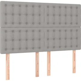 vidaXL Boxspringbett mit Matratze & LED Hellgrau 140x200 cm Stoff
