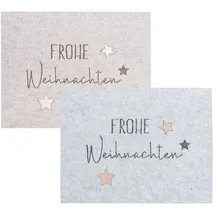 levandeo 2er Set Platzset Frohe Weihnachten Filz Grau Beige Tischset Xmas Tischdeko Deko Tischmatte Weihnachtsdeko Platzdeckchen