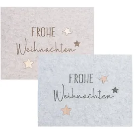 levandeo 2er Set Platzset Frohe Weihnachten Filz Grau Beige Tischset Xmas Tischdeko Deko Tischmatte Weihnachtsdeko Platzdeckchen