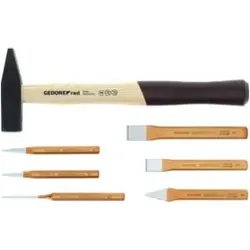 Gedore red Hammer- und Meißelsatz, Set 7-teilig, gefüllt, Werkzeug für Handwerker, im Schaumstoffmodul, R22150019