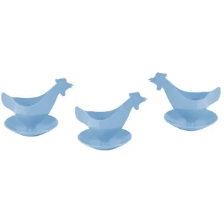 Eierbecher Huhn in Hellen Farben 3er Set hellblau, Hühnereierbecher