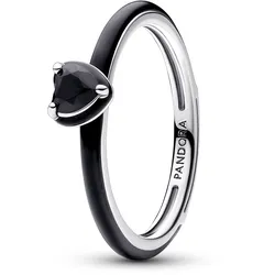 Pandora 193088C01 Damenring Silber Schwarzes Chakra Herz, 58/18,5