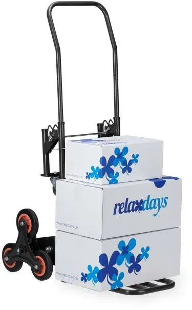 Relaxdays Sackkarre Treppensteiger schwarz Rot,Schwarz,Silber