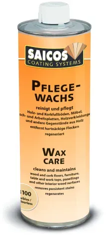 SAICOS Pflegewachs 1L für geölte Holzoberflächen, Farbe 8111 Weiß transparent