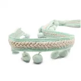 SHTGOI Pomponborte Bommelborte 5 Yards 12mm Pompon Borte zum Nähen Pom Poms Fransenborte Pompons Quaste Spitze Bommelband für DIY Basteln Kostüme Kleidung Vorhang Nähen Dekoration Blau Grün