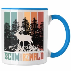 Trendation Tasse Schwarzwald Tasse Geschenk Grafik Geschenkidee Hirsch blau