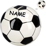 alles-meine.de GmbH Spardose - Fußball - mit Verschluss - inkl. Name - stabile Sparbüchse aus Porzellan - Keramik - Fußball - Sparschwein groß - Geldgeschenk - Fußballschuhe Schu..