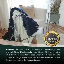 ZOLLNER Knotendesign Kuscheldecke 150 x 200 cm Blau