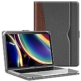 Fintie Hülle Kompatibel mit MacBook Air M3 M2 13.6 (2024-2022), MacBook Air M1 13 (2020-2018) und MacBook Pro M2 M1 13 (2022-2016), Folio Book Schutzhülle mit Dokumentschlitze, Grau/Braun