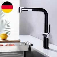 CECIPA Küchenarmatur Schwarz Mit Brause Ausziehbar Mit 2 Strahlarten, Hochdruck