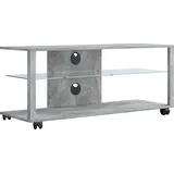 VCM Holz TV Lowboard Rollen Fernsehschrank mobil Rack Konsole Möbel Fernsehtisch Fernseh Phono Glas Folas XL