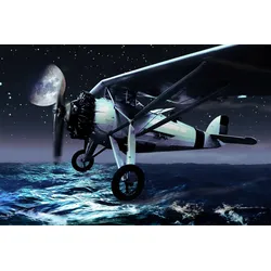 Fototapete PAPERMOON "Flugzeug über Wasser", bunt, B:4,50m L:2,80m, Vlies, Tapeten