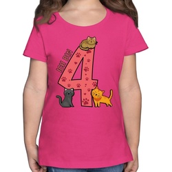 Shirtracer T-Shirt Katzen Vierter – 4. Geburtstag – Mädchen Kinder T-Shirt geburtstags tshirt 4 jahre mädchen – t-shirt mit katze rosa 104 (3/4 Jahre)