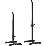 HOMCOM Hantelständer, 2er-Set, Langhantelablage, Höhenverstellbare Hantelablage, Langhantel mit Gummi-Fußkappen, 105-160 cm, Krafttraining, bis 150 kg, Stahl   Aosom