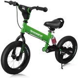 Rennmeister Laufrad Dunkelgrün, ab 3 Jahren Lauflernrad Balance Bike Höhenverstellbar Bremse 12 Zoll grün