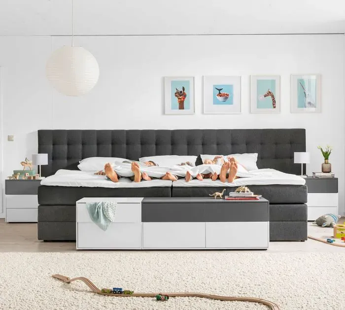 Ergodream Familienbett Lund 240 x 200 cm Stoff Dark Grey