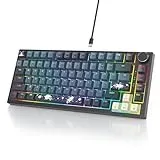 SOLIDEE Verkabelte Mechanische Gaming Tastatur 75 Prozent,hot-swap-fähige Mechanische Tastatur mit Gasket Struktur,RGB Hintergrundbeleuchtung,82 Tasten TKL Tastatur mit Drehknopf(82 Apollo)