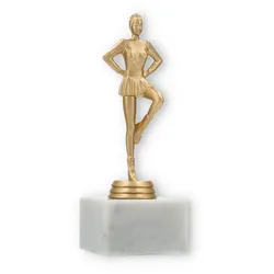 Pokal Kunststofffigur Drill Team goldmetallic auf weißem Marmorsockel 17,8cm