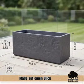 BigDean Pflanzkübel Groß 100 x 39,5 x 43,5 cm Schwarz