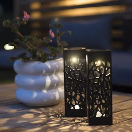 MARELIDA LED Solar Laternen - zum Hängen o. Stellen - warmweiße LED - H: 11cm - Lichtsens...