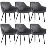Songmics Polsterstuhl Samt dunkelgrau 6er Set