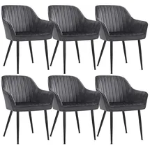 Songmics Polsterstuhl Samt dunkelgrau 6er Set