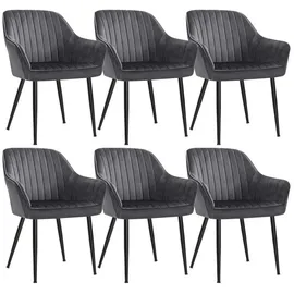 Songmics Polsterstuhl Samt dunkelgrau 6er Set