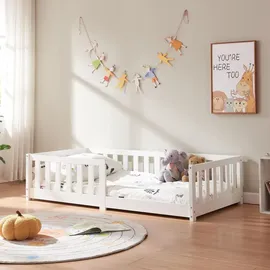 [en.casa] Kinderbett Tanna 80 x 160 cm Kiefer massiv weiß