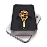 Onwomania Tennis Schläger golden Sport Ball USB Stick in Alu Geschenkbox 64 GB USB 2.0 Speicherstick USB-Datenträger