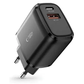 TECH-PROTECT C20W 2-Port-Netzwerk-Ladegerät Pd20W/Qc3.0 Schwarz