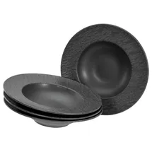 CreaTable 21822, Schiefer black, 4-teiliges Teller Set aus Steinzeug, spülmaschinen- und mikrowellengeeignet, Made in Portugal