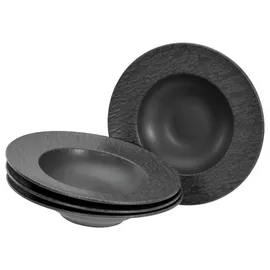 CreaTable 21822, Schiefer black, 4-teiliges Teller Set aus Steinzeug, spülmaschinen- und mikrowellengeeignet, Made in Portugal